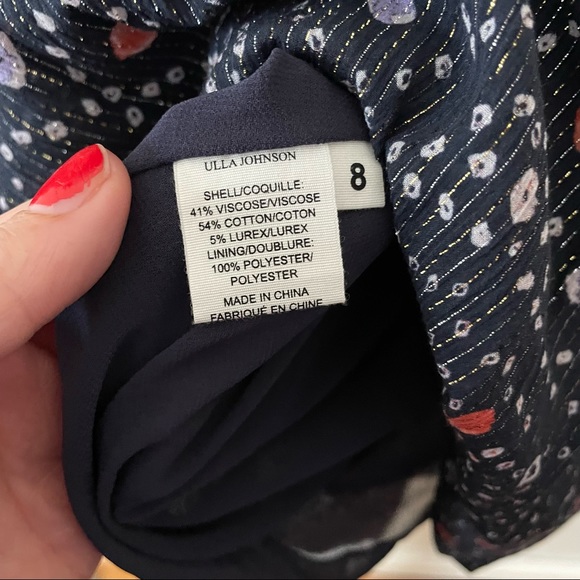 NWT Ulla Johnson Arisa Dress Navy Metallic Print - Picture 12 of 13